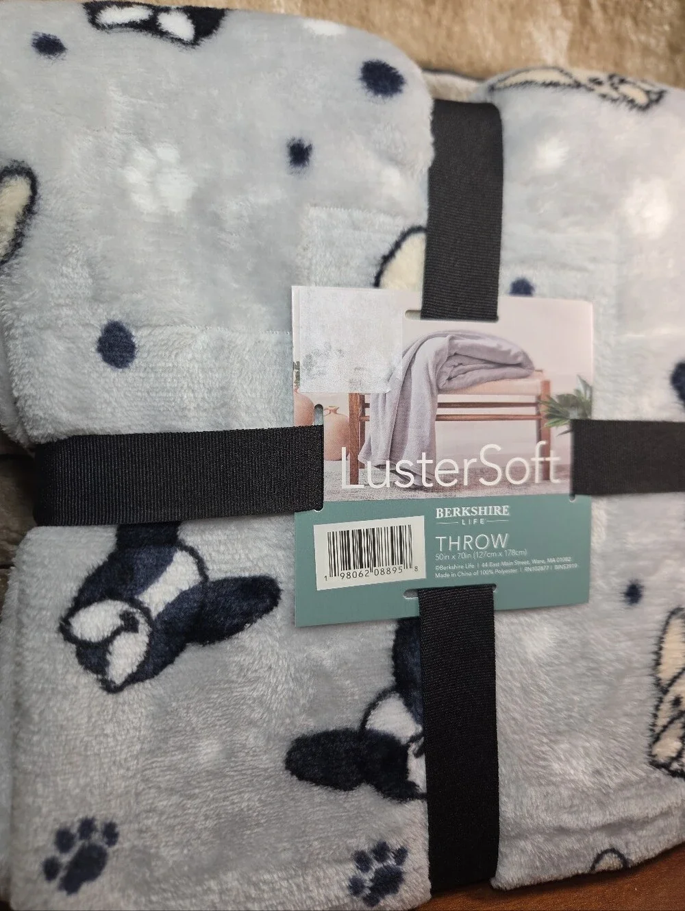 Berkshire LusterSoft Throw Plush Boston Terrier French Bulldog 50